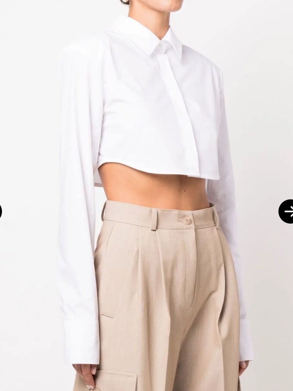 The Frankie Shop Uma Cropped White Cotton Shirt
